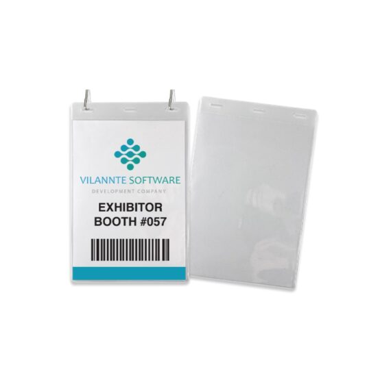 Vertical vinyl badgeholder A5 format for large badges (100 pieces)
