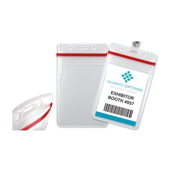 Vinyl vertical badge holder with resealable closure (100pcs) - Image 2
