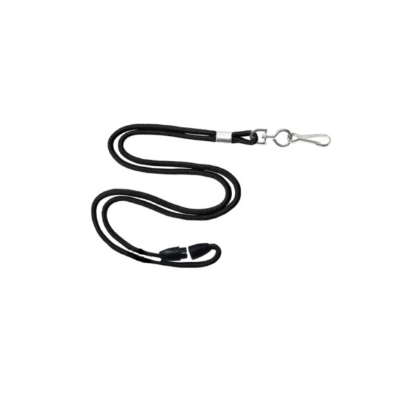 Round black lanyard with safety clasp, 3mm round (100 pieces)