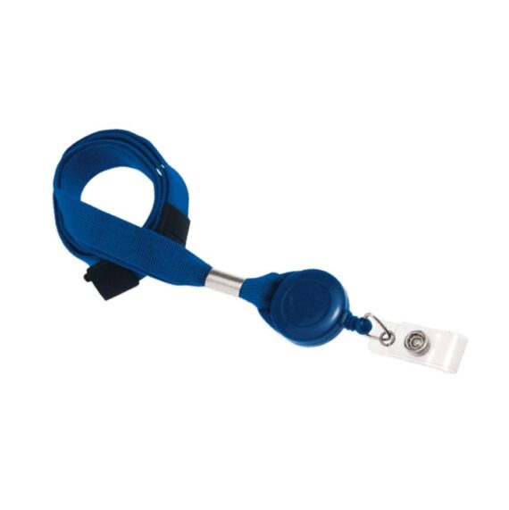 Blauwe lanyard met jojo, breakaway-sluiting en clip (100 stuks)