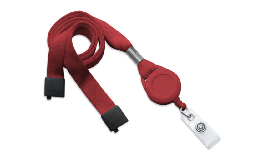 Rode lanyard met jojo, breakaway-sluiting en clip (100 stuks)