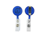 Transparante blauwe badge jojo met versterkt vinyl bandje