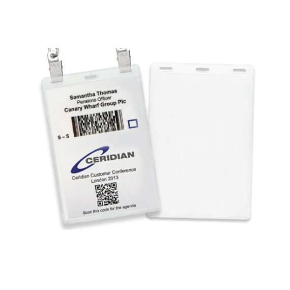 Vertical badge holder A6 size with black lanyard (100 pieces) - Image 3
