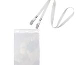 Vertical badge holder A6 size with white lanyard (100 pieces)