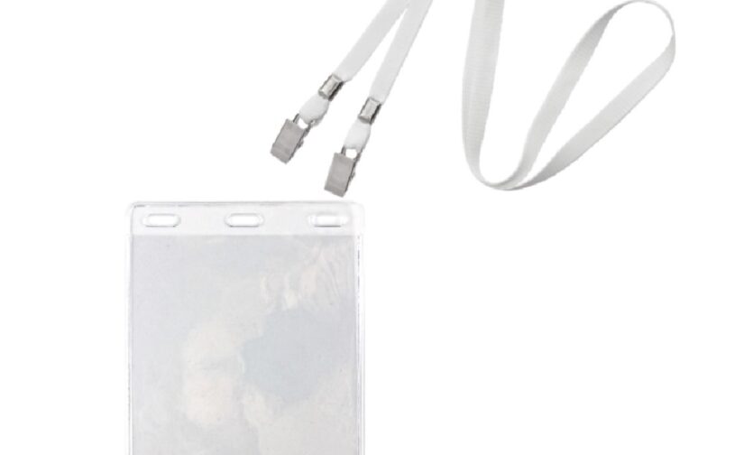 Vertical badge holder A6 size with white lanyard (100 pieces)