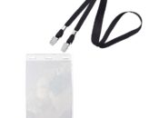 Verticale badgehouder A6 formaat met zwarte lanyard (100 stuks)