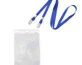 Badgehouder A6 formaat met blauwe lanyard