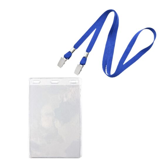 Badgehouder A6 formaat met blauwe lanyard