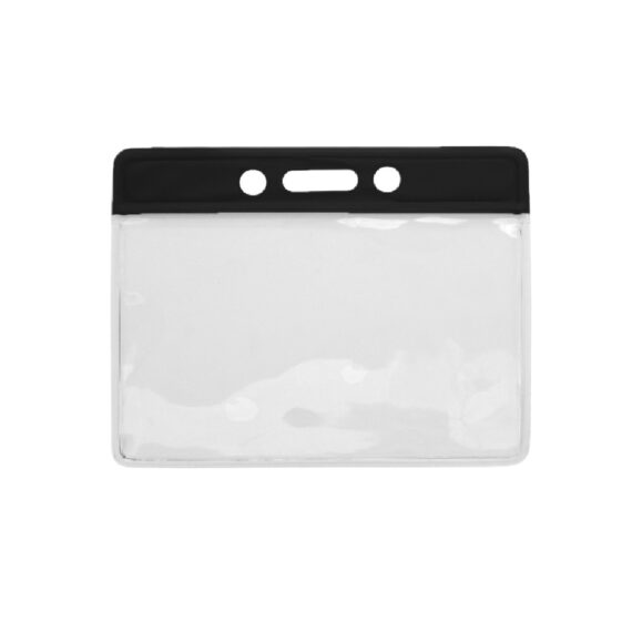 Horizontal vinyl badge holder with black strip (100 pieces)