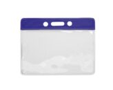 Horizontale vinyl badgehouder met blauwe strip (100 stuks)