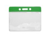 Horizontale vinyl badgehouder met groene strip (100 stuks)