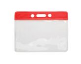 Horizontale vinyl badgehouder met rode strip (100 stuks)